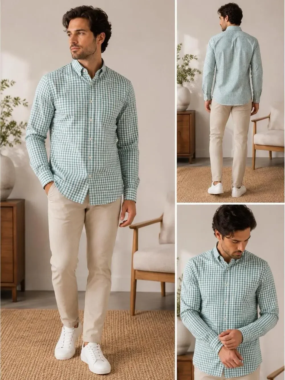 Banana Republic Dress Shirt Men’s Large NonIron Tailored Slim Fit Green